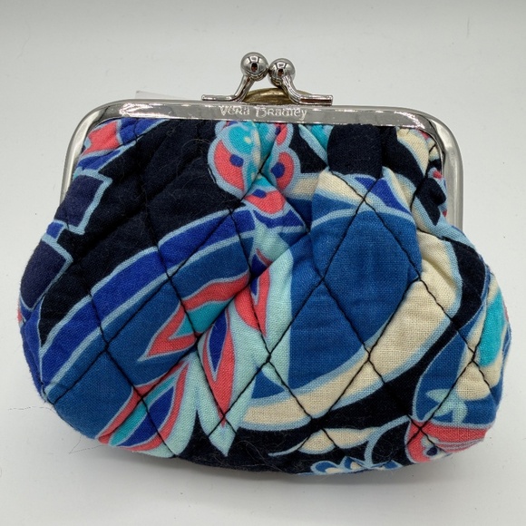 Vera Bradley Kiss Coin Purse Lotus Flower Swirl Blues Pinks - Picture 7 of 7